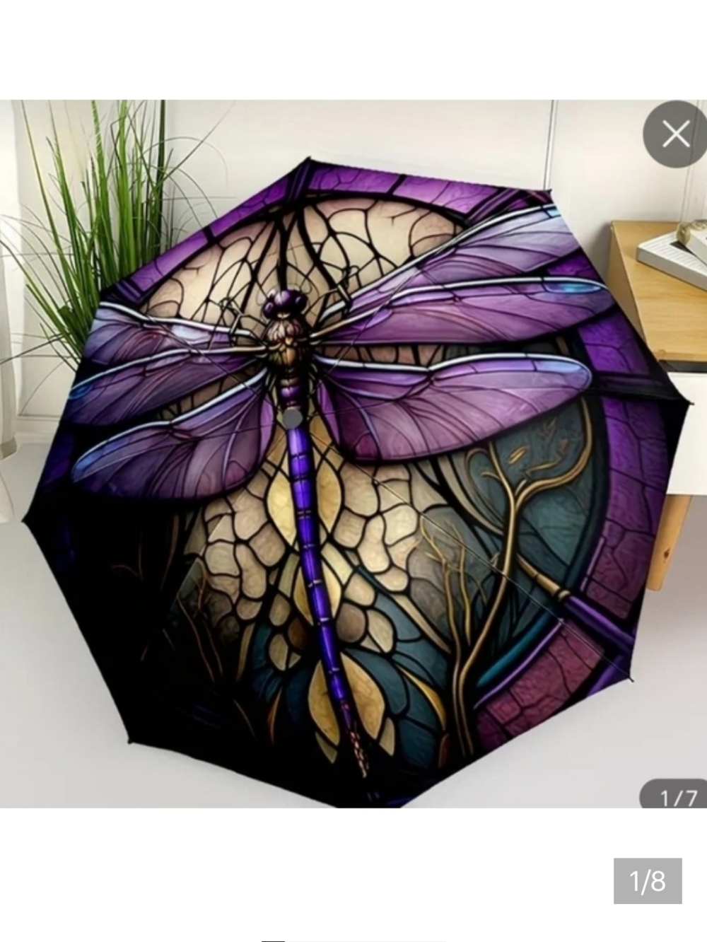 🆕️💜☔️ PURPLE DRAGONFLY MOSAIC COMPACT UMBRELLA☔️💜